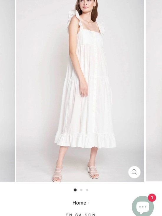 En Saison Dresses & Skirts - En Saison White Eyelet Midi Dress Ruffle Strap Tiered Cottagecore S Romantic